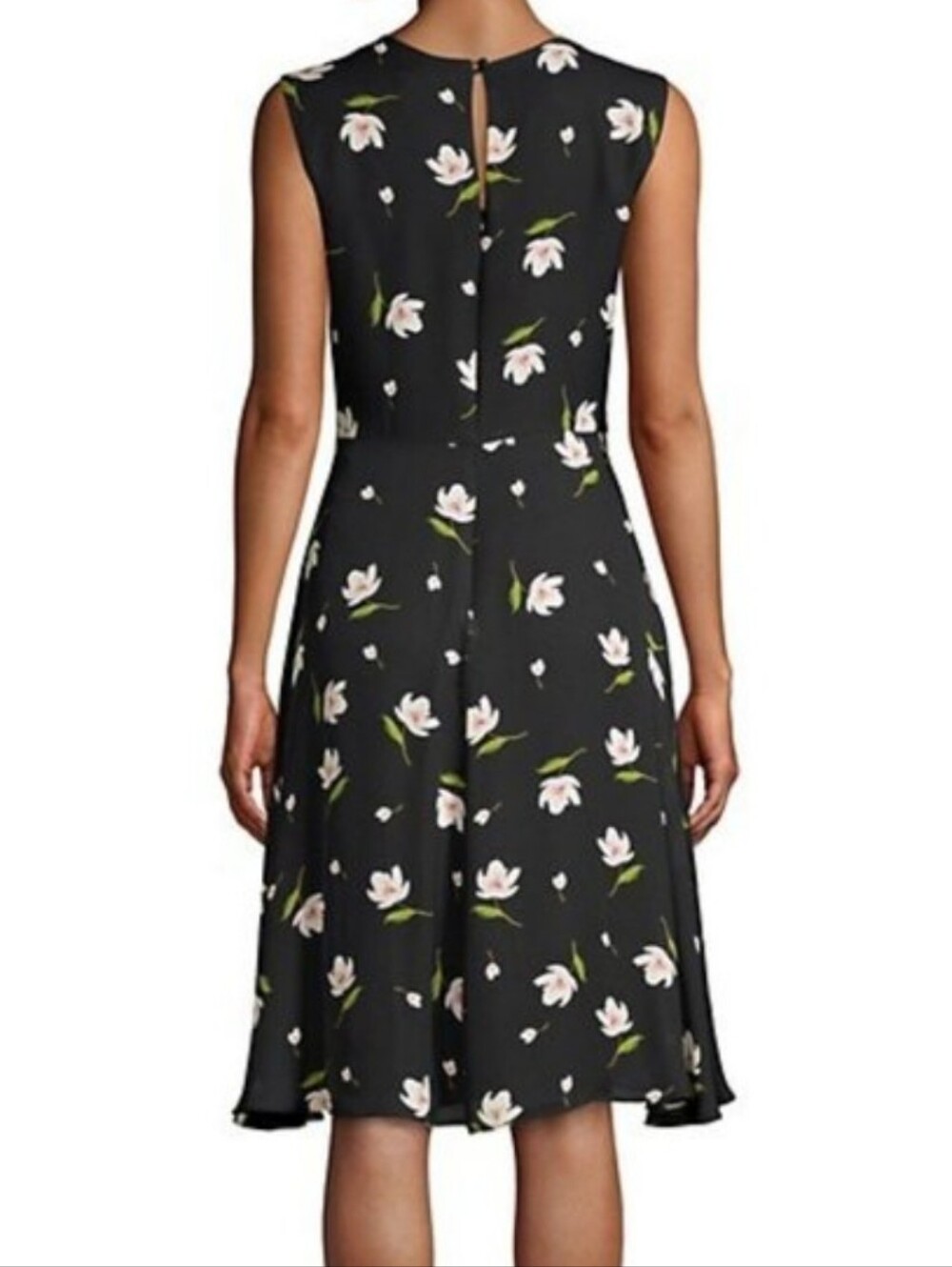 Milly Anna Black Floral Scoop-Neck Shift Dress Silk Sz 2 - Picture 2 of 6